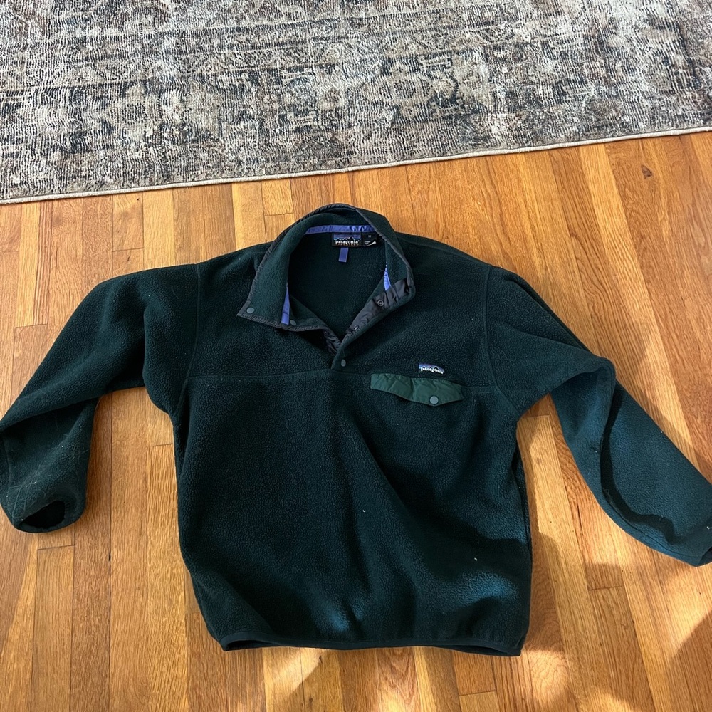 Medium Patagonia synchilla jacket. Green and purple. Good condition